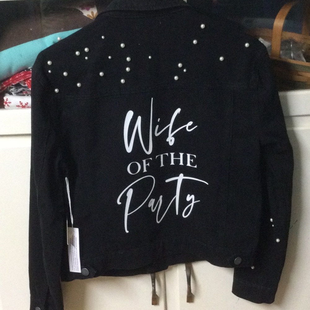 Black Denim Bride Jacket Wife of the Party